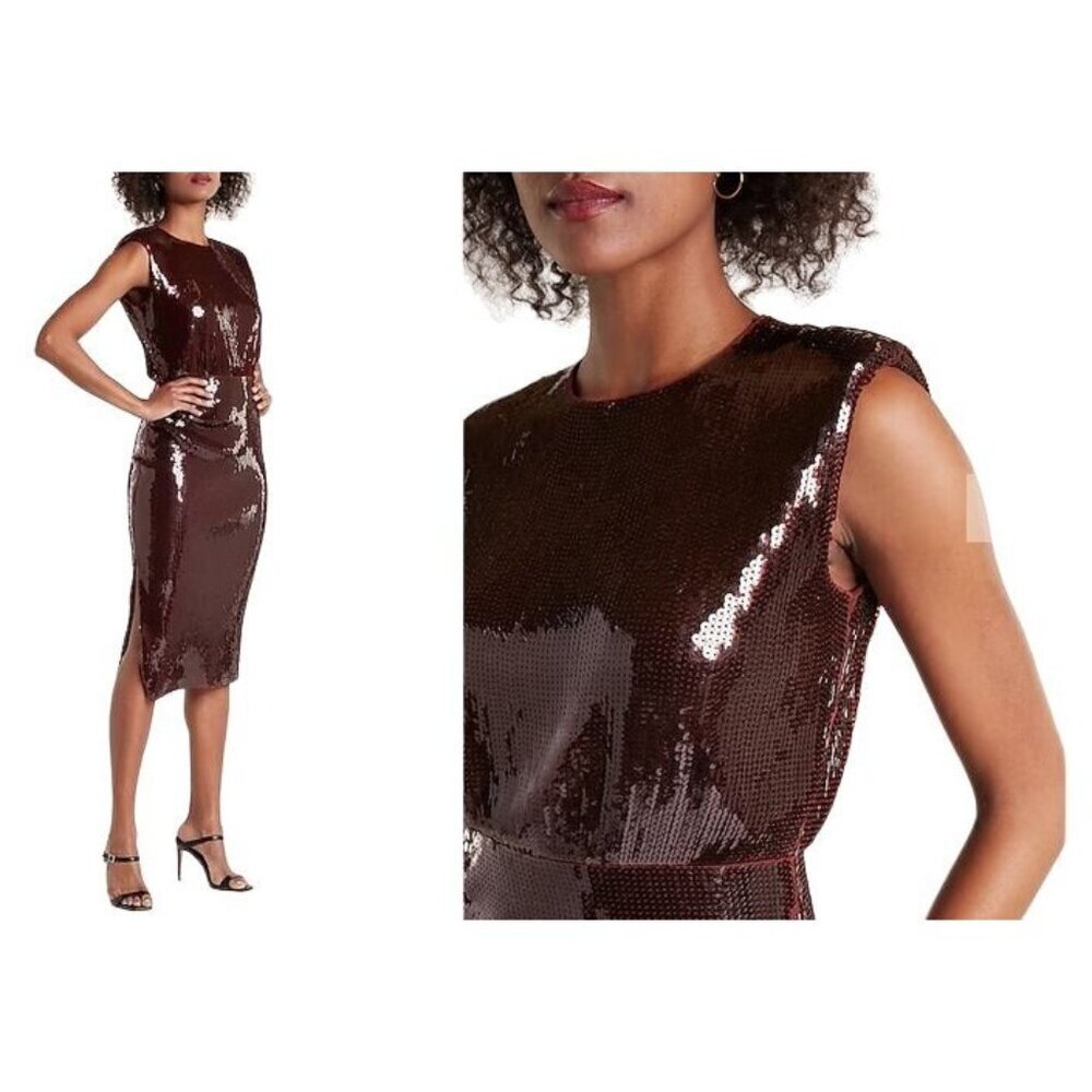 Elegant Sequin Brown Dress
